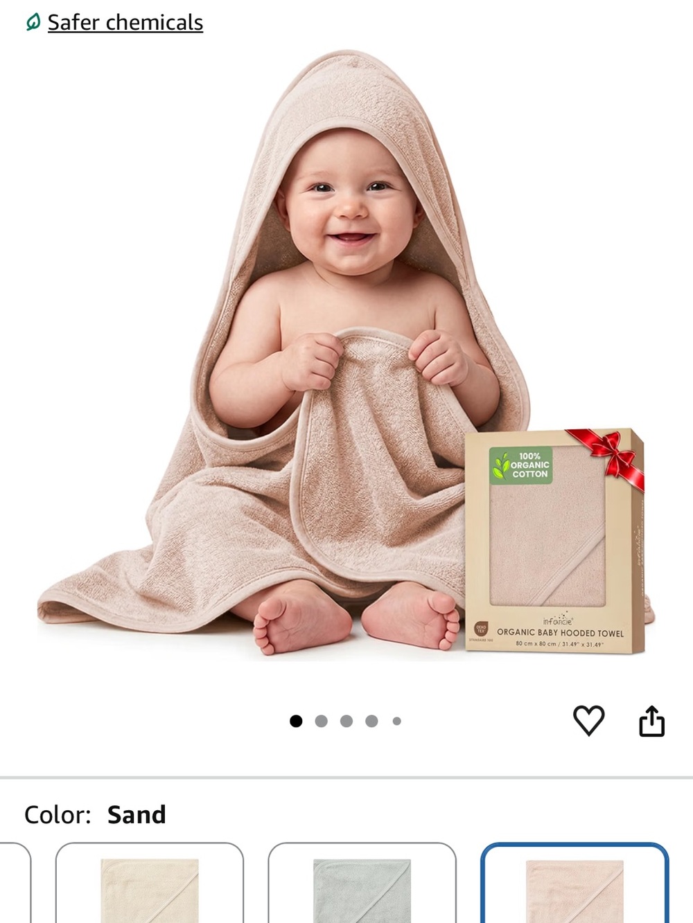 Organic cotton hooded baby towel